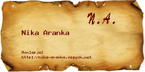 Nika Aranka névjegykártya